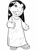 A coloring page of lilo and stitch